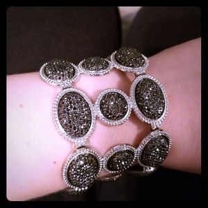 Silver and gray jeweled bracelet